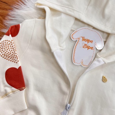 Conj. Jaqueta com Corações nas Mangas e Calça Legging - Off White e Ferrugem